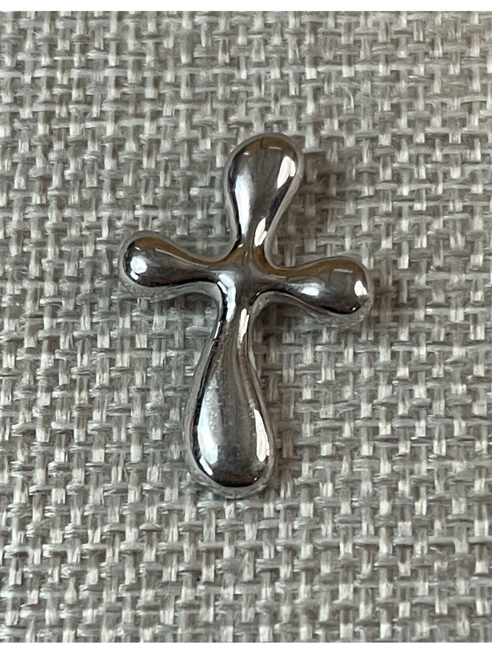 Vintage 925 Sterling Silver Puffy Bubble Cross 1" Pendant 2.8g Minimalist